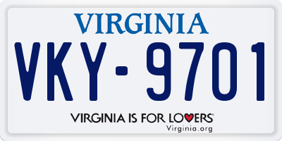 VA license plate VKY9701
