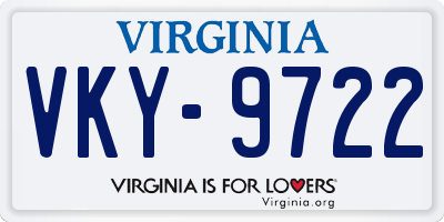 VA license plate VKY9722