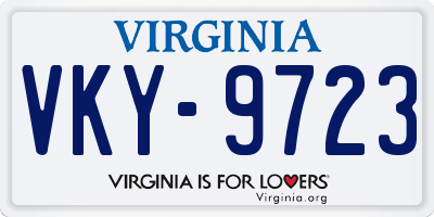 VA license plate VKY9723