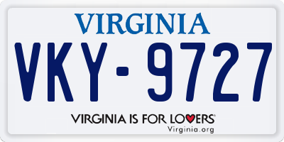 VA license plate VKY9727