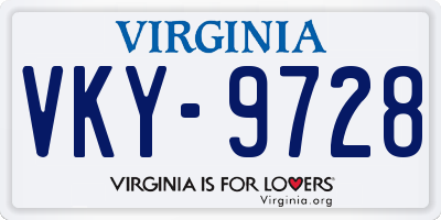 VA license plate VKY9728