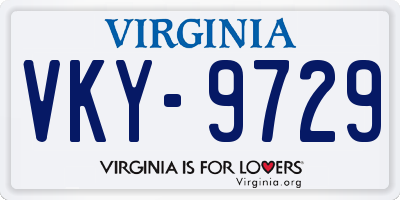 VA license plate VKY9729