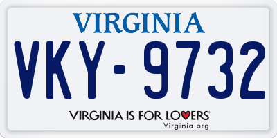 VA license plate VKY9732