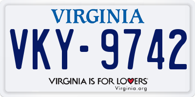 VA license plate VKY9742
