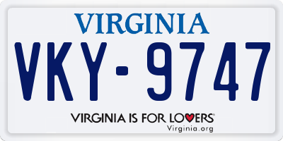 VA license plate VKY9747
