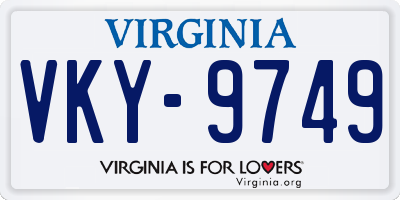 VA license plate VKY9749