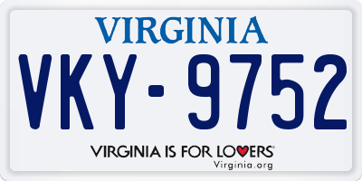 VA license plate VKY9752