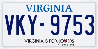 VA license plate VKY9753