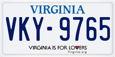 VA license plate VKY9765