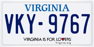 VA license plate VKY9767