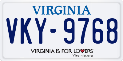 VA license plate VKY9768