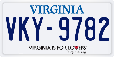 VA license plate VKY9782