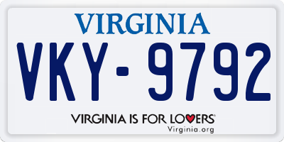 VA license plate VKY9792