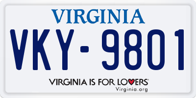 VA license plate VKY9801