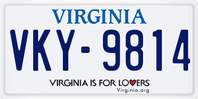 VA license plate VKY9814