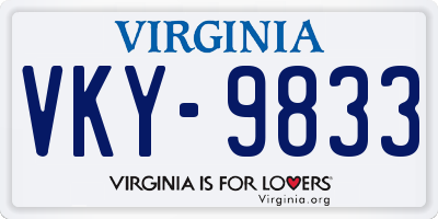 VA license plate VKY9833