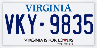 VA license plate VKY9835