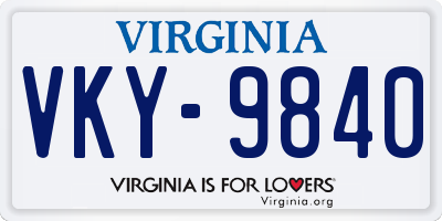 VA license plate VKY9840