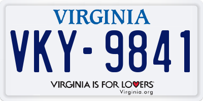 VA license plate VKY9841