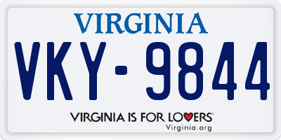 VA license plate VKY9844