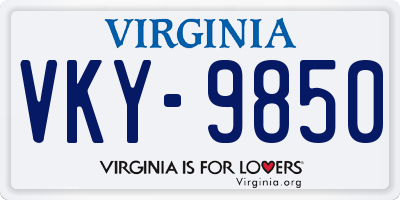 VA license plate VKY9850