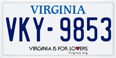VA license plate VKY9853