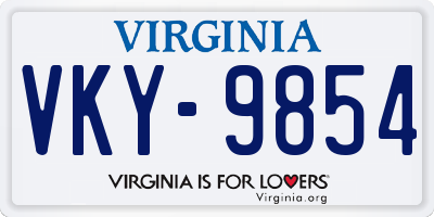 VA license plate VKY9854