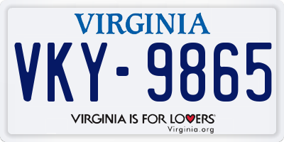 VA license plate VKY9865