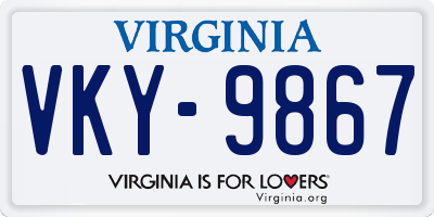 VA license plate VKY9867