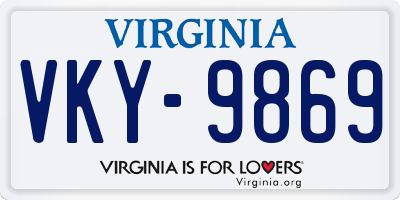 VA license plate VKY9869