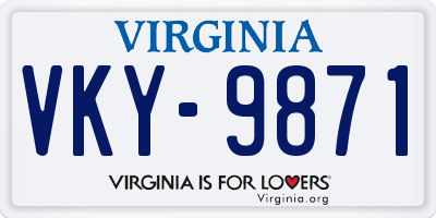 VA license plate VKY9871