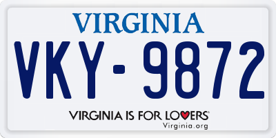 VA license plate VKY9872