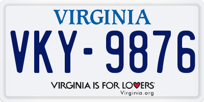 VA license plate VKY9876