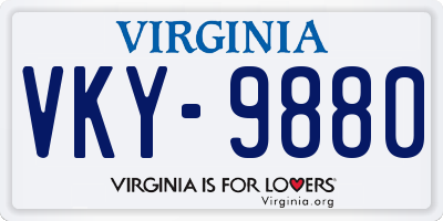 VA license plate VKY9880