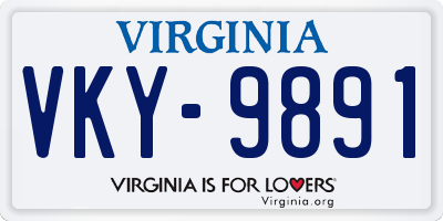VA license plate VKY9891