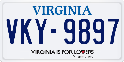 VA license plate VKY9897