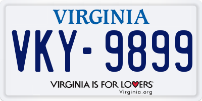 VA license plate VKY9899