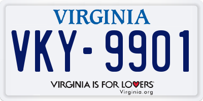 VA license plate VKY9901