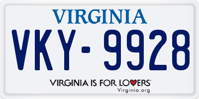 VA license plate VKY9928