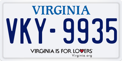 VA license plate VKY9935