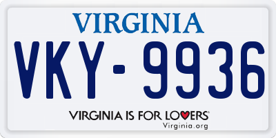 VA license plate VKY9936