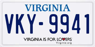 VA license plate VKY9941