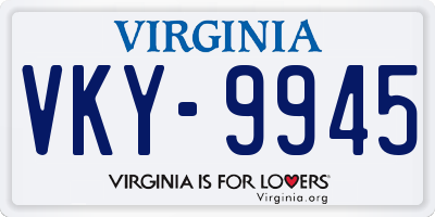 VA license plate VKY9945