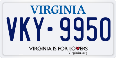 VA license plate VKY9950