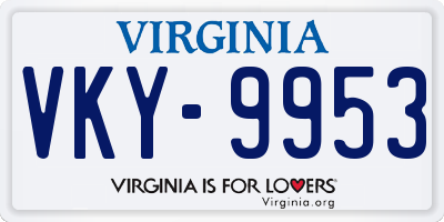 VA license plate VKY9953