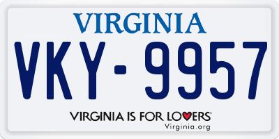 VA license plate VKY9957