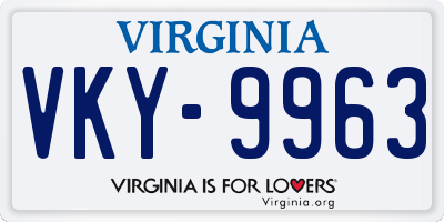 VA license plate VKY9963