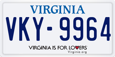 VA license plate VKY9964