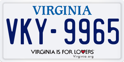 VA license plate VKY9965