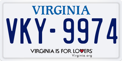 VA license plate VKY9974